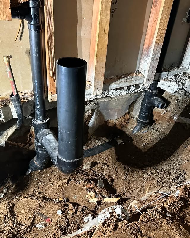 New ABS drain lines roughed in during a repipe by Next Level Plumbing